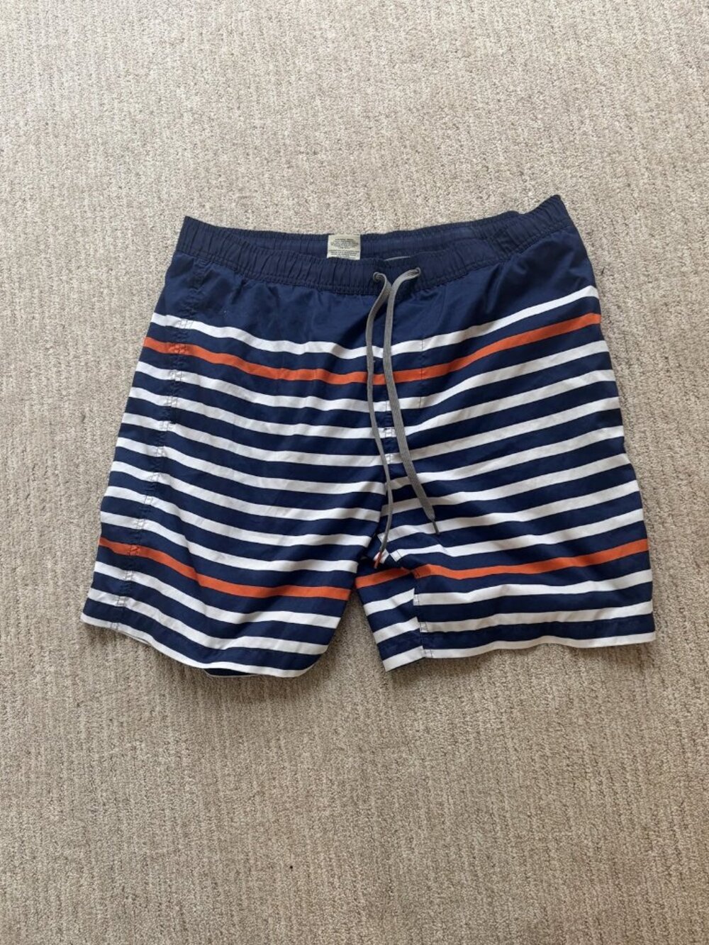 Men's Navy Striped Swim Trunks L